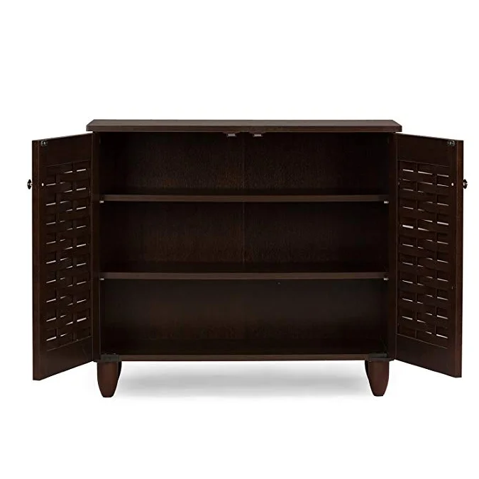 
Wholesale 2-Door Dark Brown Wooden Entryway Shoes Storage Cabinet 