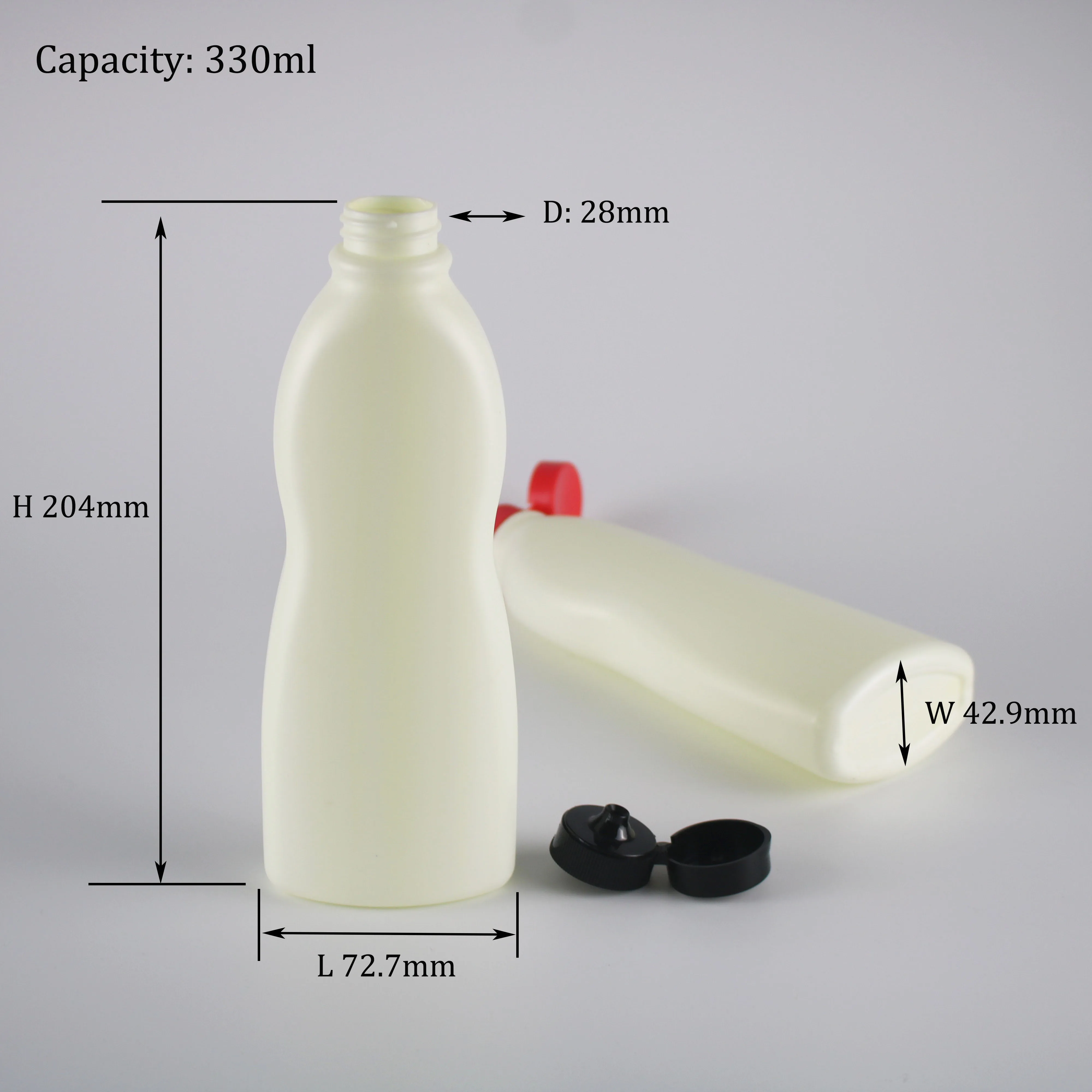 Sauce Bottle Wholesale 330ml HDPE Plastic Screen Printing Cooking Oil Milk Easy Open End White Available or Custom ISO 9001, CE