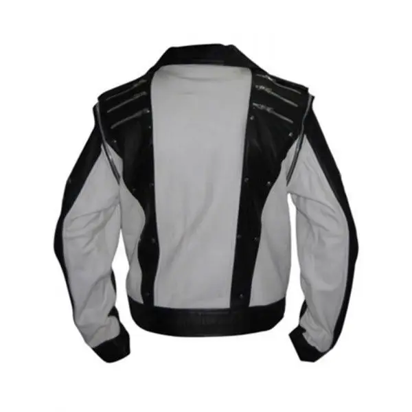 & White Genuine Leather Jacket Michael Jackson Black All Size Available Bomber Jacket for Winter Regular Clothing Length Vintage