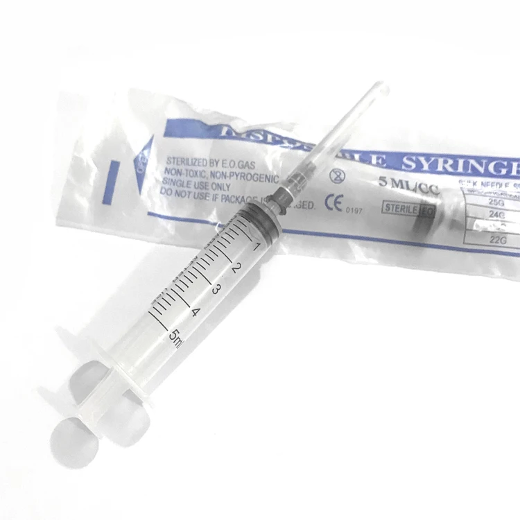 
low price good quality medical disposable 5ml syringe with 22g needle 