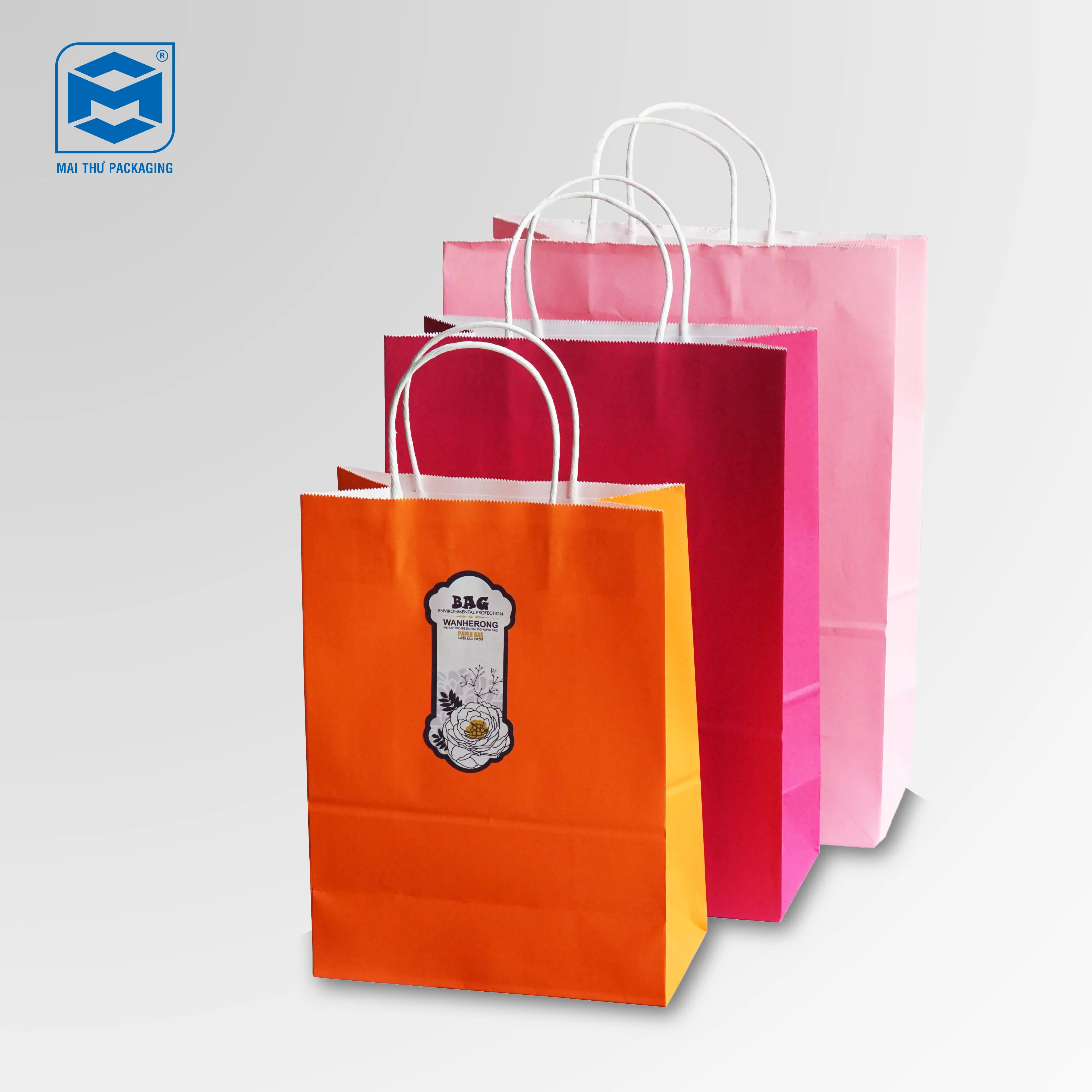 Vietnam Twist Handle Carrier Paper Bag Customize Color