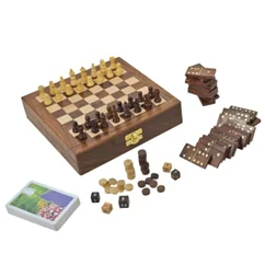 
Wooden Folding 3 in 1 Game Contemporary Chess Set Board Game Checkers Backgammon New 