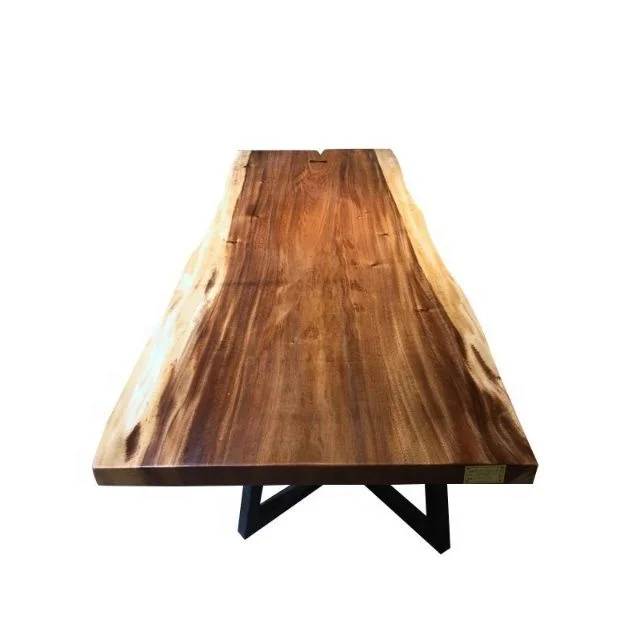 
 New Industrial Solid Walnut Live Edge Acacia Hardwood Dining Table  