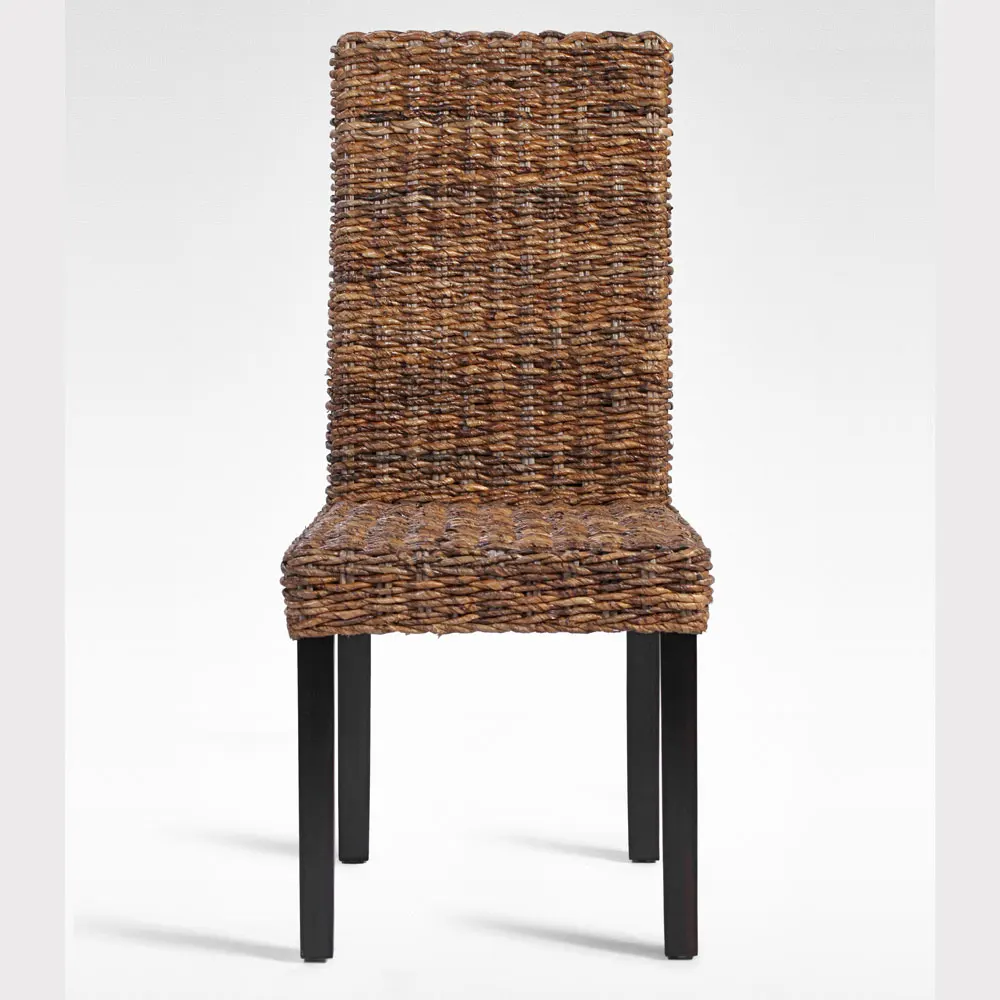 Rattan Dining Chair with Mahogany Wooden Frame Abaca Weaving from Rattan Chair Indonesia