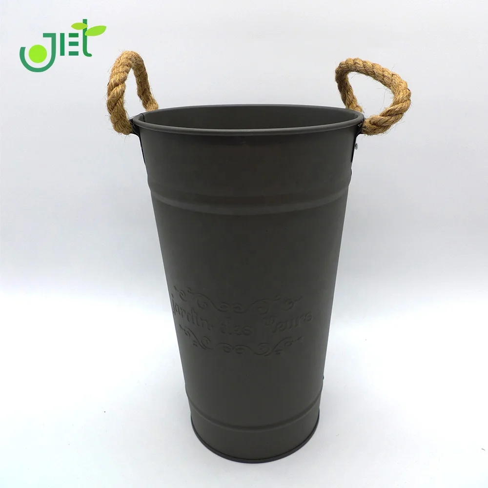 With Top Rope Handle Metal Bucket/Vase