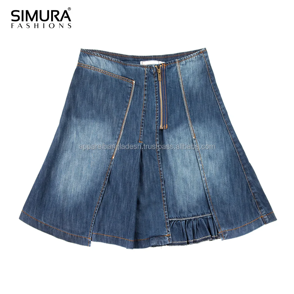 
Cotton Knitted Fabric High Waist Distressed Wash Ripped Mini Skirts 