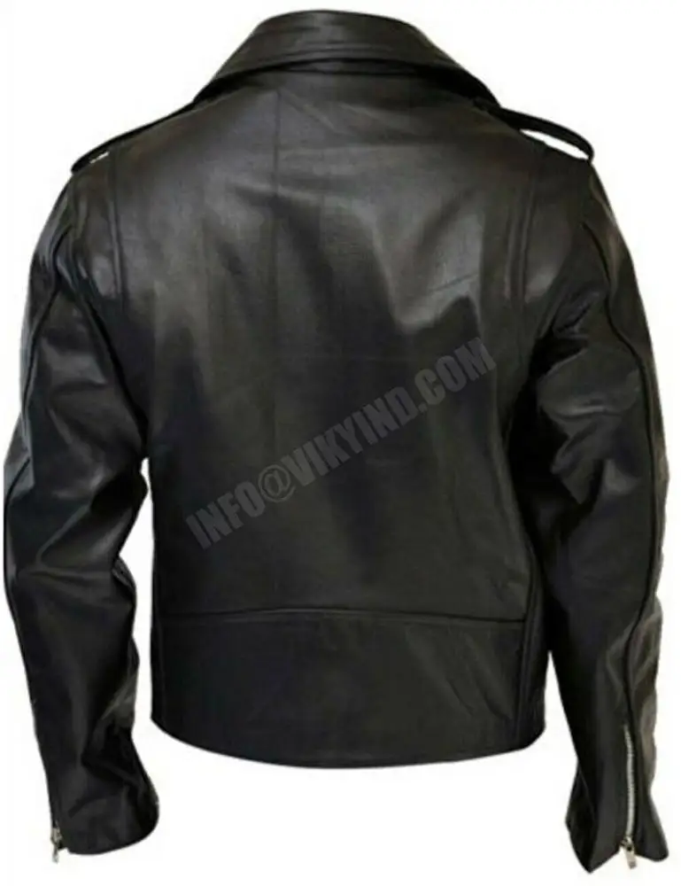 TERMINATOR BIKER Motorcycle Racer Retro Genuine Leather Jacket For Men