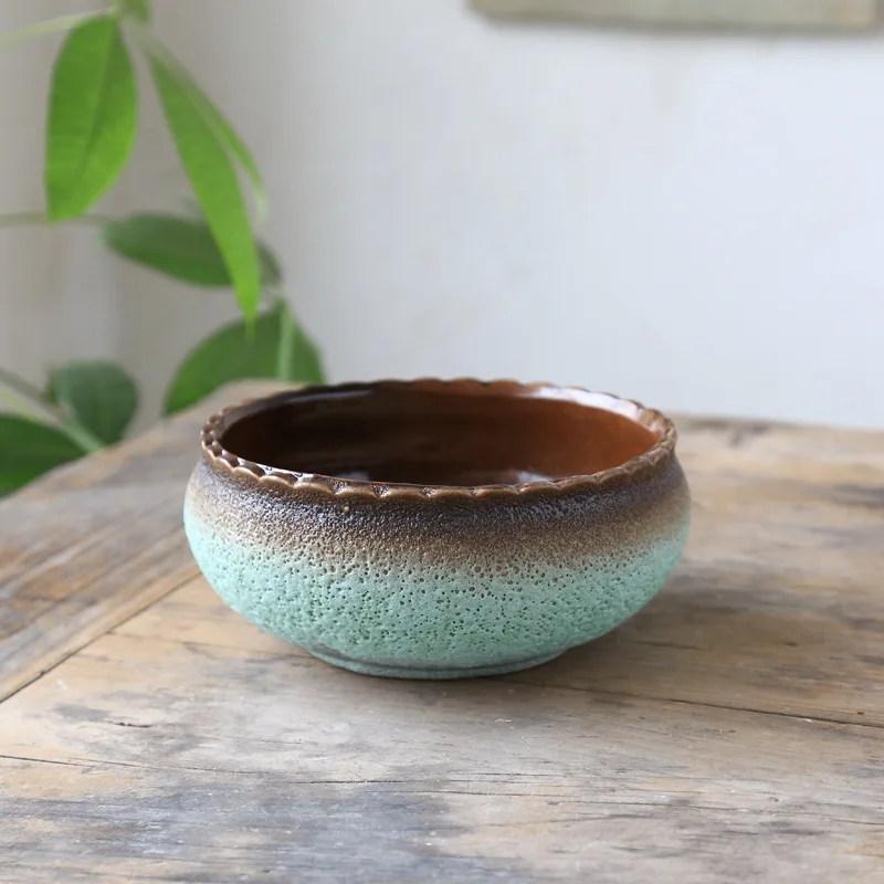 APHACATOP Traditional Design Wide Mouth Succulent Planter Ceramic