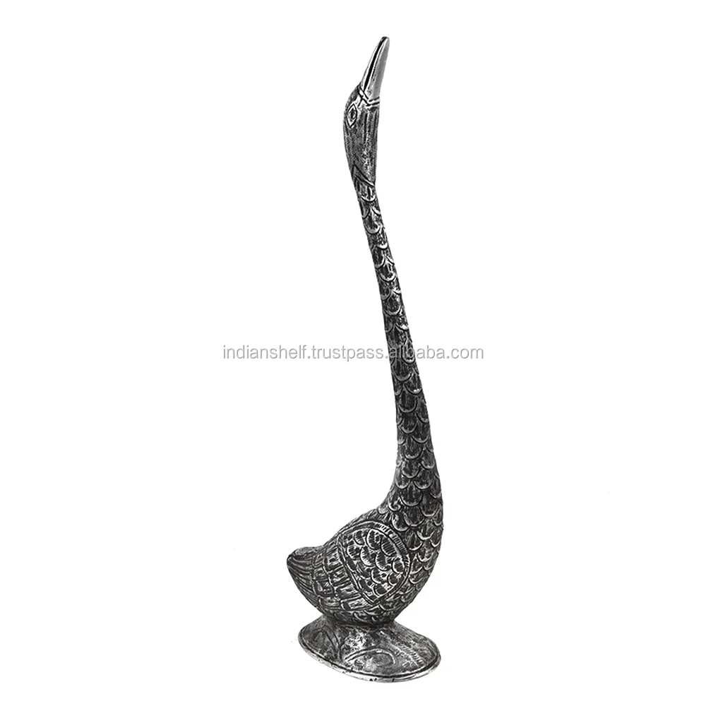 Handmade Indian Silver Metal Alloy Duck Sculpture Handmade Best Quality Metal Craft Duck Sculpture