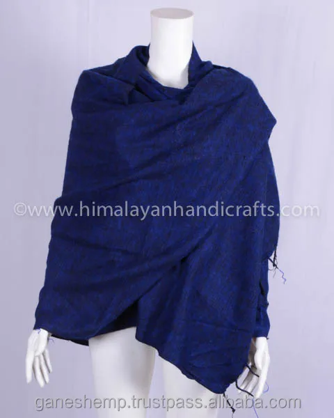 Denim Dark Blue Tibetan Land Loom Shawl HYWSM 531