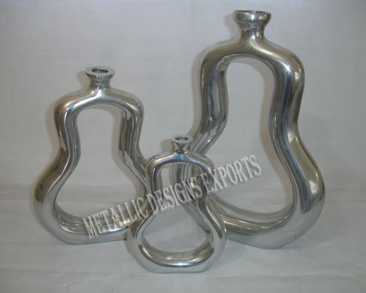 Custom Size Set of 3 Decorative Aluminium Metal Flower Vase Wholesale Manufacturer New Design Metal Flower Vases