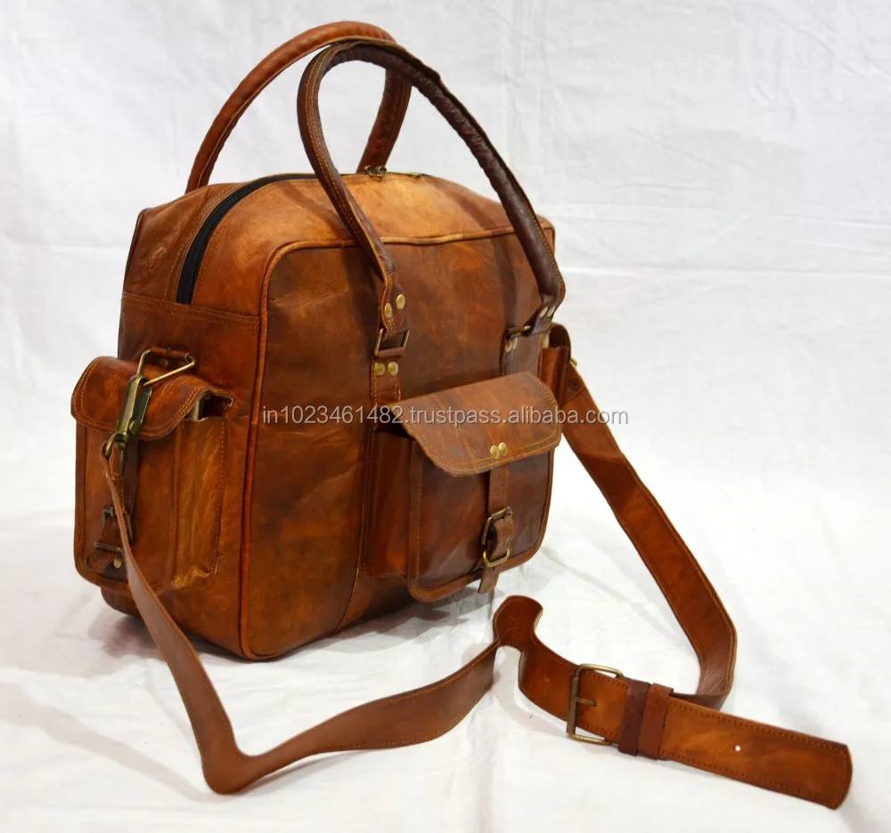 Genuine leather travel bag in wholesale from india leather bags in bulk High quality leather bags