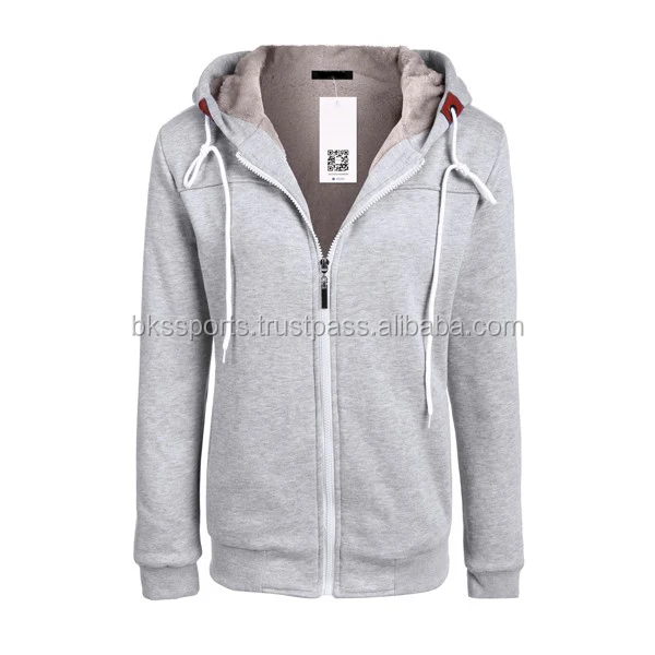Women Fashion Casual Hooded Sweatshirt Winter Zipper Closure Pure Color Thick Fleece Leisure Sports Tops Hoodies Coat