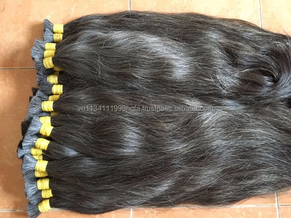 100% Unprocessed gray color hair bulk 1kg Malaysia Grey Human hair available sizes available size for choice in Vietnam