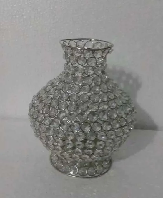 Luxury Antique Crystal Decorative Flower Vase Metal Home Decor Item for Room Gifts Ins Other Decorative Items