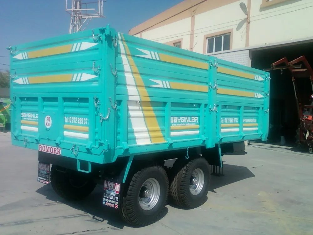 High Quality Trailers Farm Machinery Double Axle Rear Tipping Air Brake 10 Tones Trailers Made in Turkey