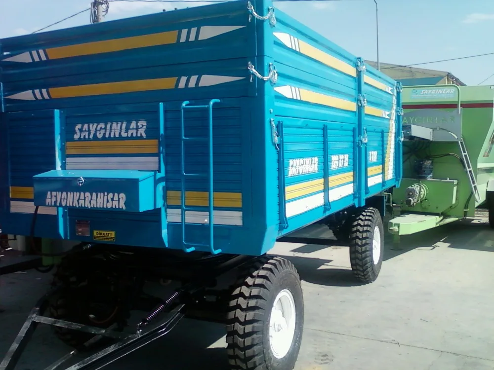 High Quality Trailers Farm Machinery Double Axle Rear Tipping Air Brake 10 Tones Trailers Made in Turkey