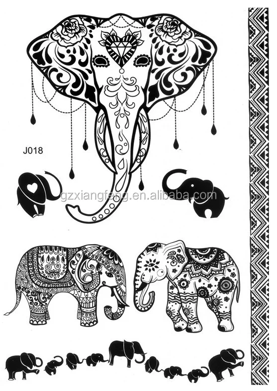  2021 Animal Henna Tattoo Stencil Sticker Body Art Black Lace