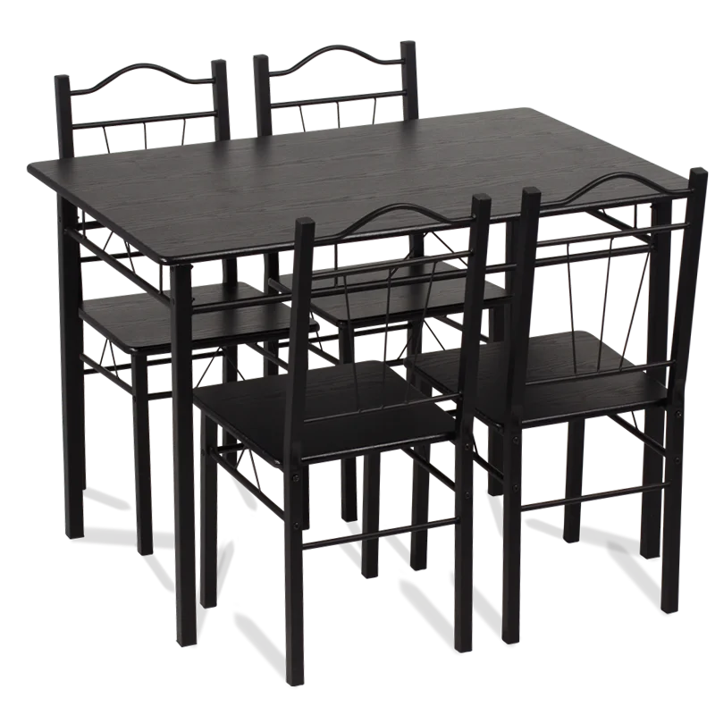 Metal cheap modern dining set table and four chairs Carmen 20009 Beech Maple Wenge Oak Dark walnut colors