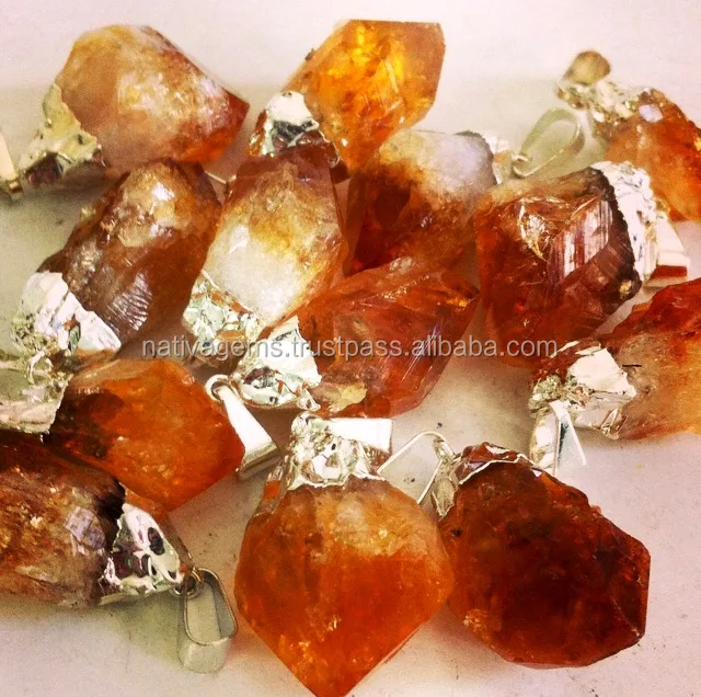 AMETHYST AND CITRINE POINTS PENDANT FROM SOUTH BRAZIL