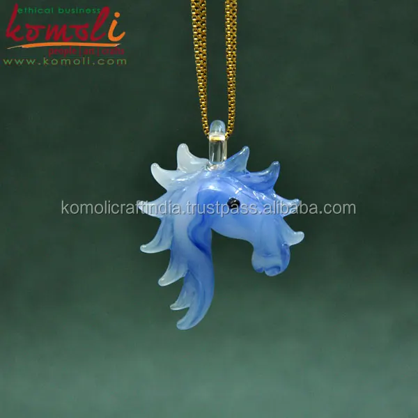 glass custom pendant abstract jewelry fashion yellow horse head animal pendant