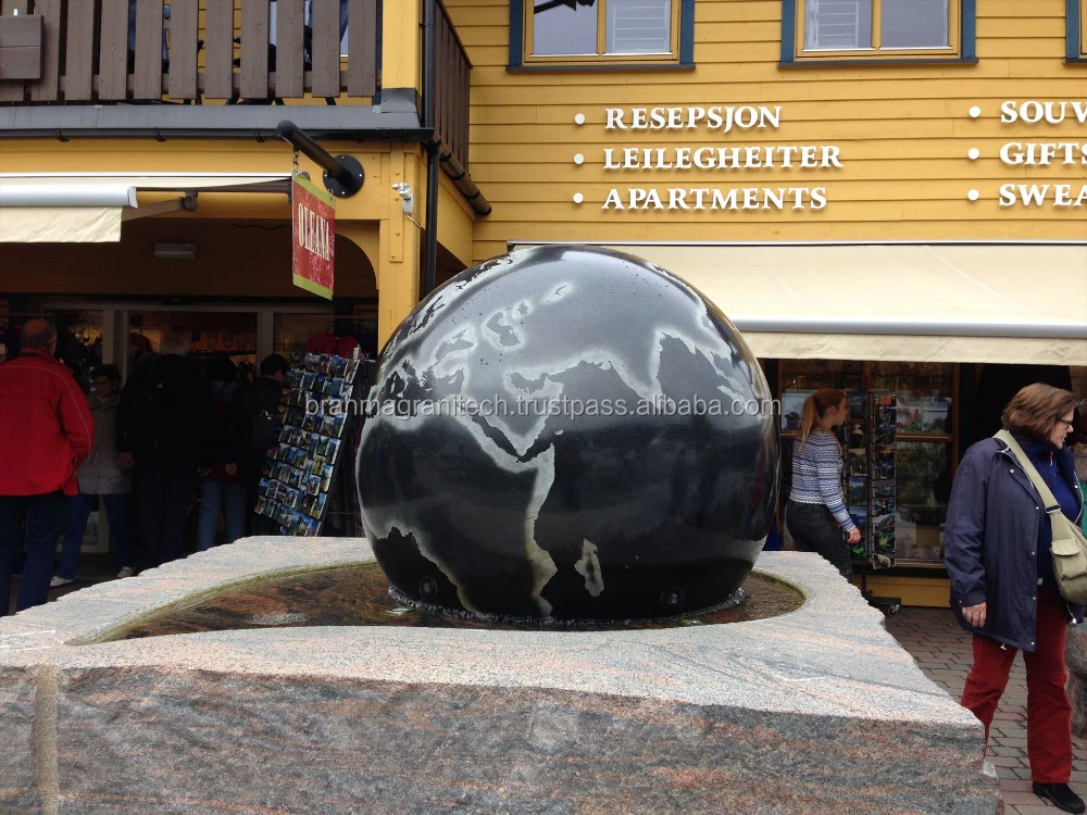 globe design black marble fountain ball
