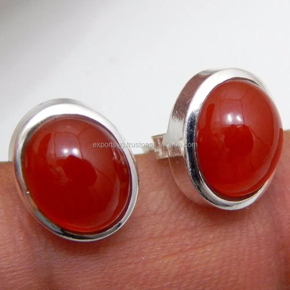 Red Onyx Gemstone 925 Sterling Silver Stud Earring Fashion Jewelry Women Cute Gift Party Western Stone Wedding