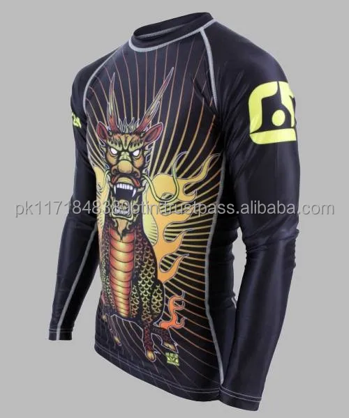 
Custom Printed Sublimationed Lycra Fabric MMA Rash Guard 
