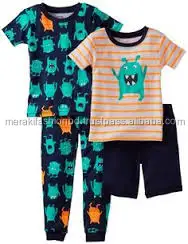 Alibaba Sports wear t-shirt Manufacturers in Ludhiana Rubber Print Moisture Absorption Kids pajama set.