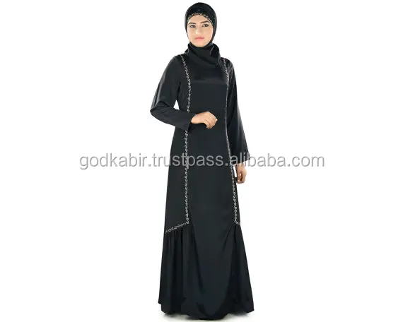 Evening party Wear,Embroidered Fathima Black Abaya/ Muslim Hijab Clothing/Elegant Islamic Clothing Burka/Formal