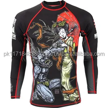 
Custom Printed Sublimationed Lycra Fabric MMA Rash Guard 