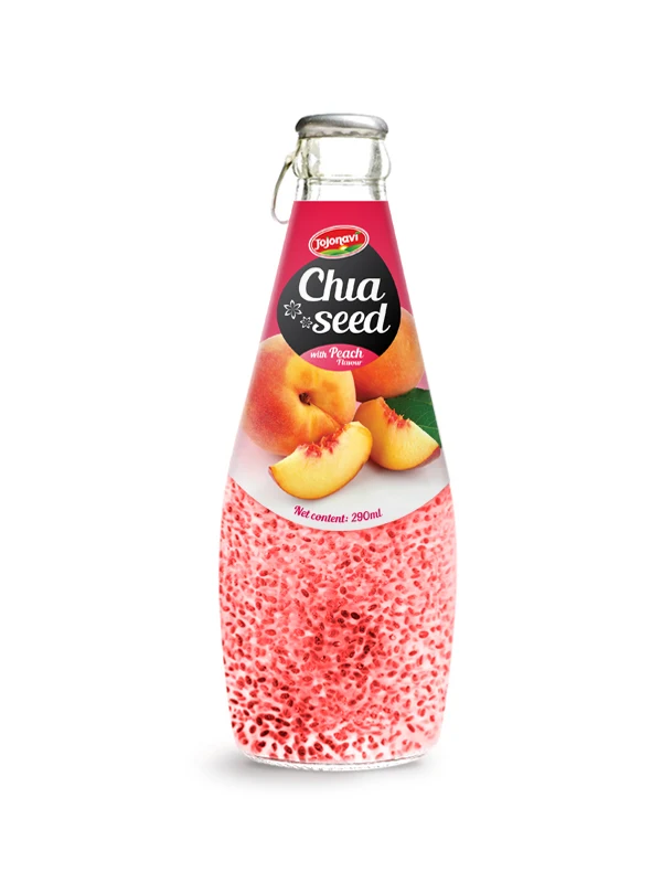 
Exporter fruit juice chia seeds drink with Orange flavor in Glass bottle 290ml 