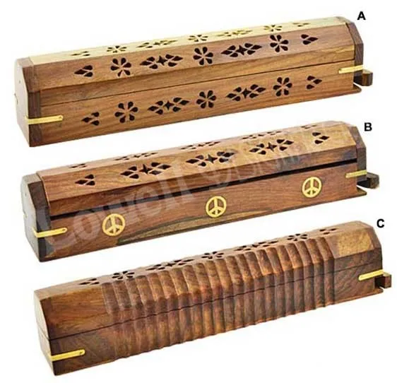12 inches wooden coffin style incense burner/holder is well crafted