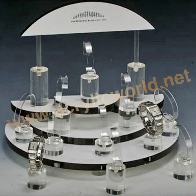 Customized MDF Watch Display Stand/Wholesale pop Watch Display stand with LCD screen