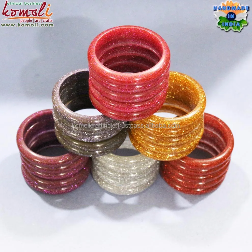 Golden glitter resin acrylic Indian fashion jewellery bracelet bangle