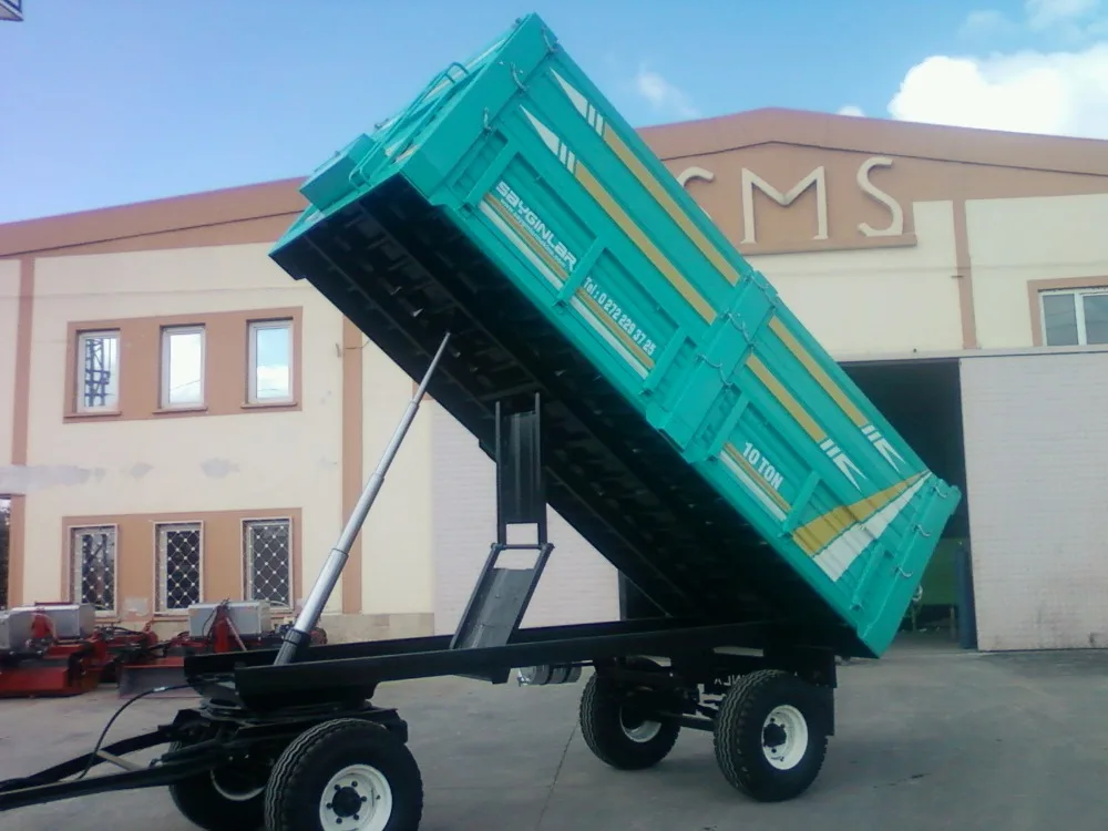 High Quality Trailers Farm Machinery Double Axle Rear Tipping Air Brake 10 Tones Trailers Made in Turkey