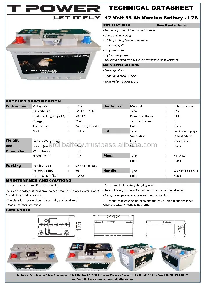 
55 Ah cheap car battery from the manufacturer 