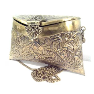Handmade Carving clutches Vintage Handmade Brass metal shoulder clutch bag
