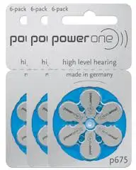 hearing aid battery power one zinc air hot sale A10 A13 A675 A312 button cell batterieis for non rechargeable hearing aids