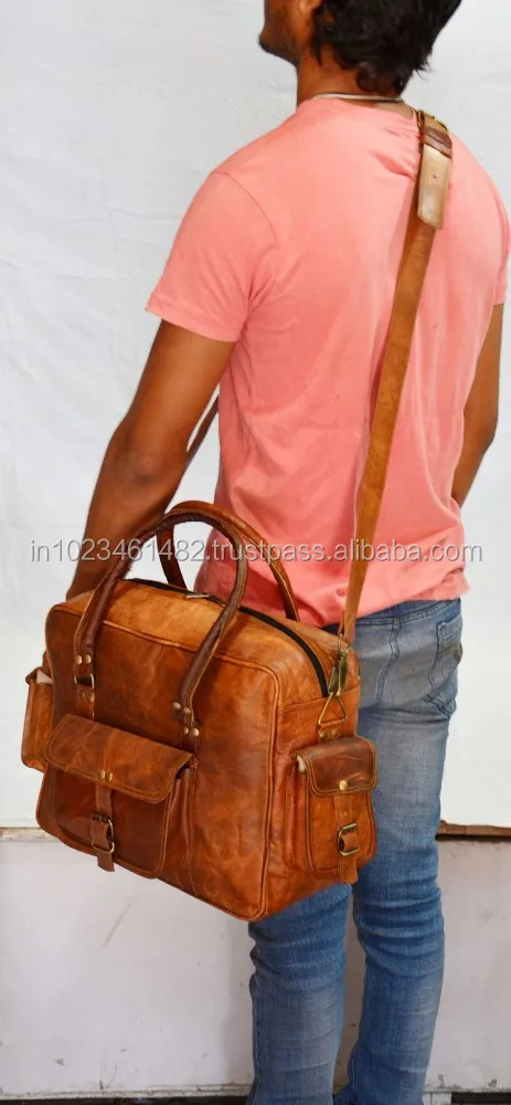 Genuine leather travel bag in wholesale from india leather bags in bulk High quality leather bags