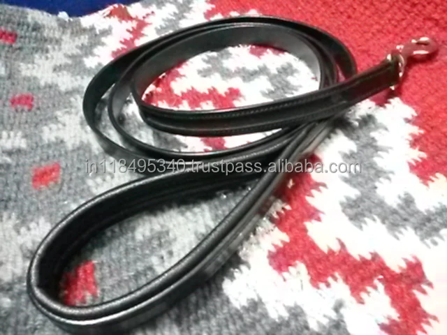 HIGH QUALITY GENUINE LEATHER EMPTY CHANNEL DOG LEAD WITH REAL LEATHER SUPER SOFT PADDED HANDLE FOR BETTER GRIP