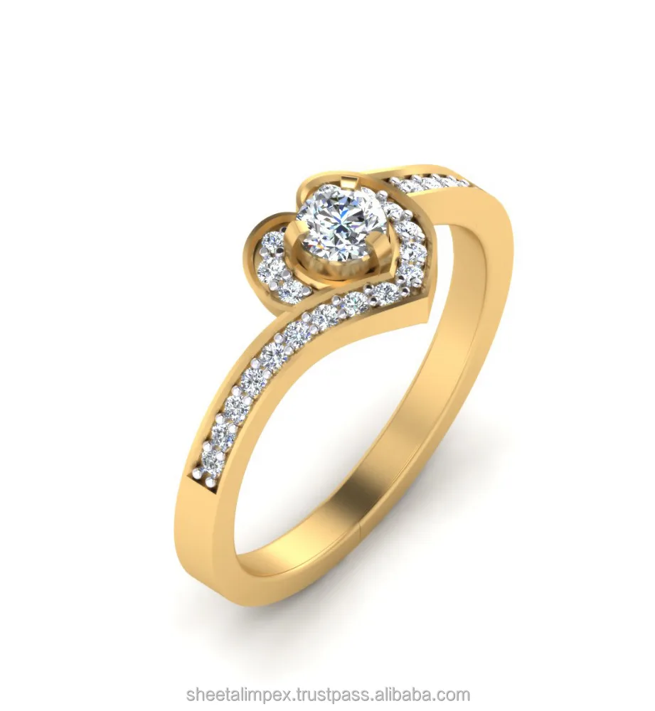 
Engagement 0.55 Tcw SI2 Clarity 100% Real Natural White Diamonds 14Kt Yellow Gold Designer Ring For Gift at Free Shipping 