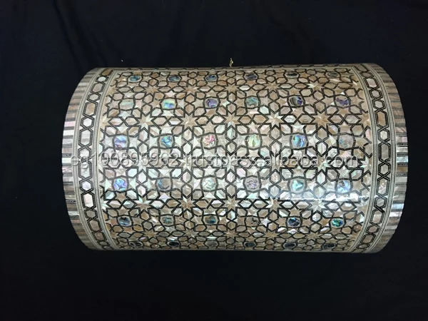 J54 HUGE Mother of Pearl Mosaic Trinket Treasure Chest Holder Bombay Jewelry Box