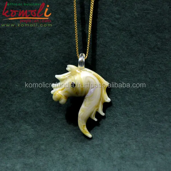 glass custom pendant abstract jewelry fashion yellow horse head animal pendant