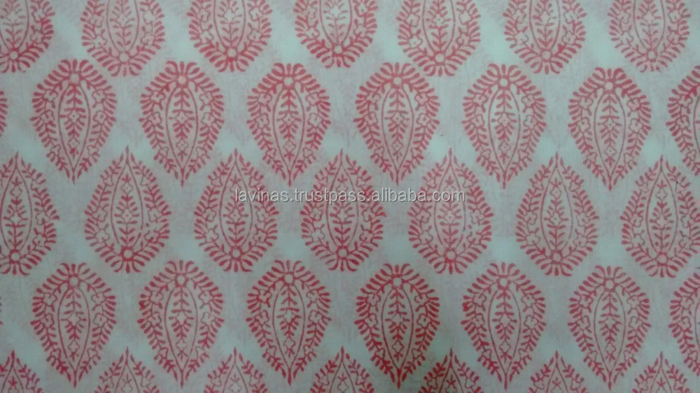 Indian Handmade Cotton Hand Block Printed Fabric Sanganeri Jaipuri Fabric