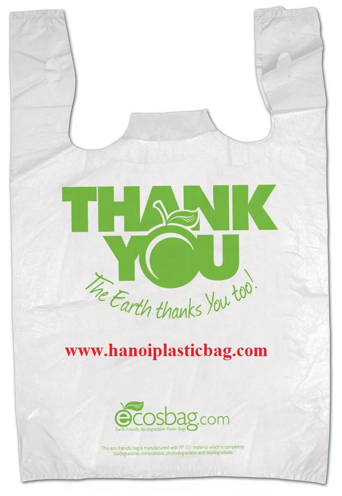 Supermarket custom biodegradable plastic bags for packaging foods with handles biobased compostable t-shirt shopping plastic bag