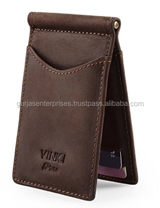 
100% genuine leather wallets money Clip Organizer 
