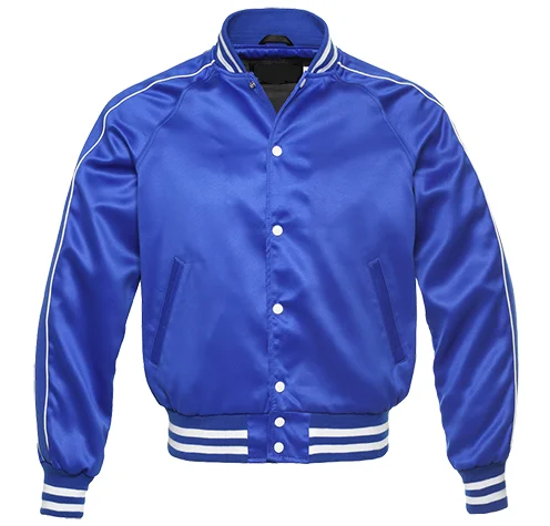 
Hito Elegant College Royal Blue | White Satin Letterman Custom Baseball Varsity Jackets VJ-088 