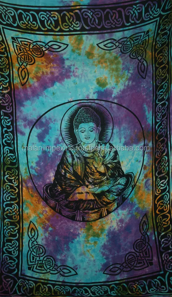 Cotton printed meditation Lord Buddha wall decor Indian throw wall art printed Indian wall hangings tapestry