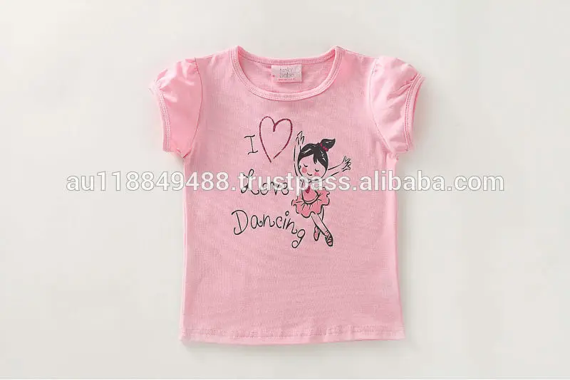 
Хлопка 2 разные цвета текст , напечатанный танцы одежда девушки розовый дубай оптовая продажа рубашка 